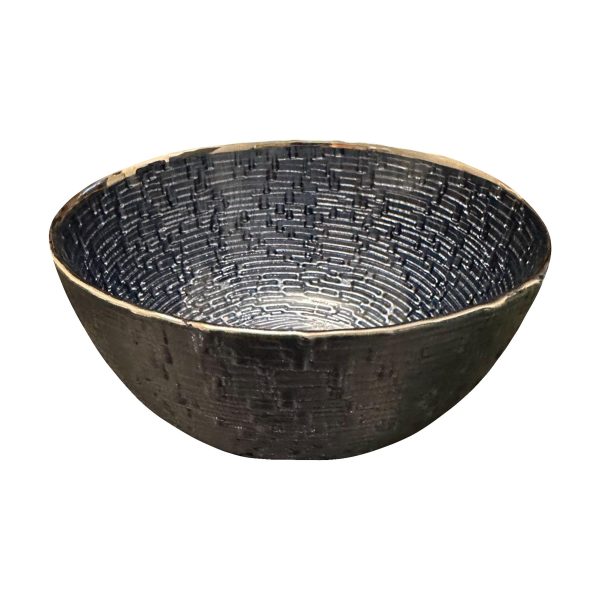 Blue Glass bowl with silver rim