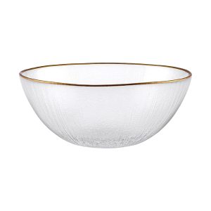 Glass bowl with gold rim
