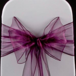Organza Chair Sash - Aubergine