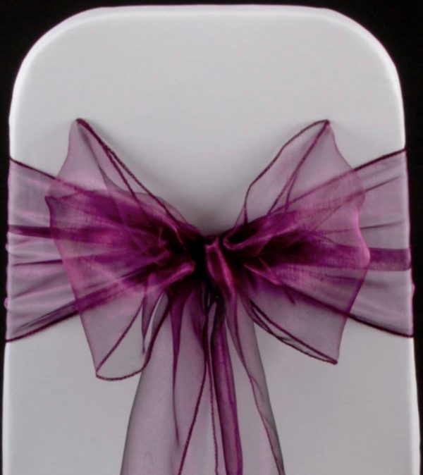 Organza Chair Sash - Aubergine