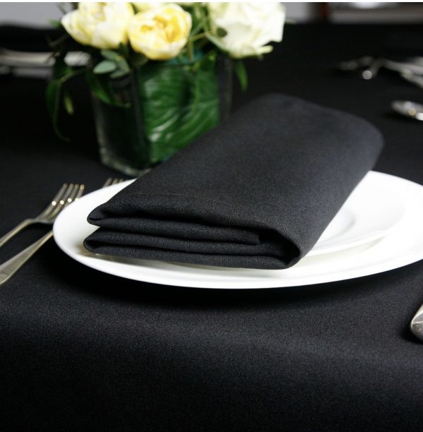 Black 70" x 126" Polyester Tablecloth - Image 2