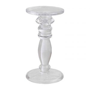 Clear Glass Pillar Candle Holder 22cms
