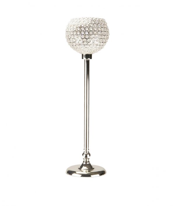 Crystal Tealight Holder 75cms - Silver