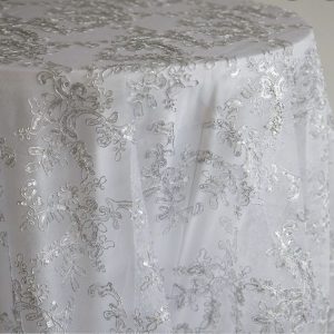 Designer Embroidered Overlay - Silver