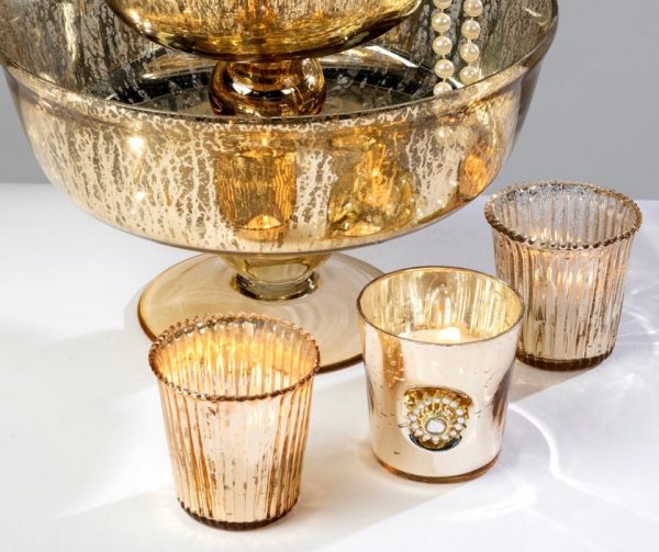 Gold mercury compote vase - Image 3