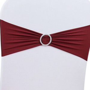 Lycra Chair Bow with Buckle - Burgundy