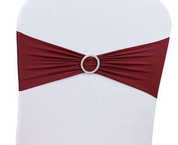 Lycra Chair Bow with Buckle - Burgundy