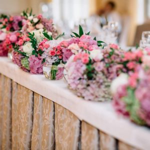 Table with floral