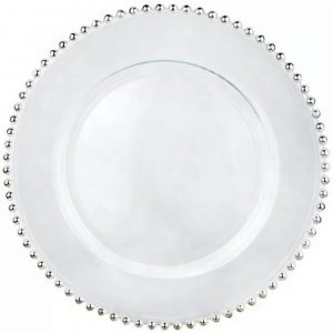 Trini Glass Silver Bead Charger Plate