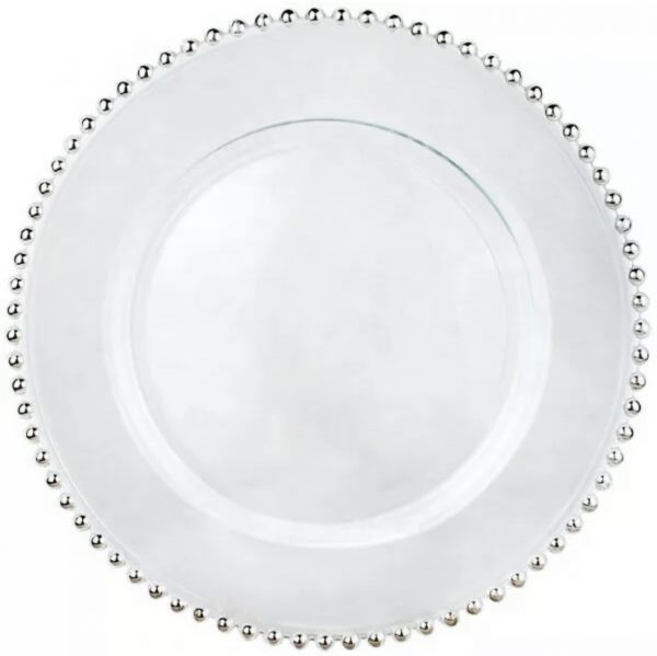 Trini Glass Silver Bead Charger Plate