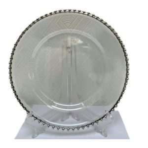 Trini Silver Bead Acrylic Charger Plates
