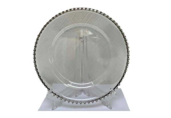 Trini Silver Bead Acrylic Charger Plates