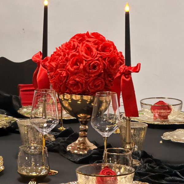 Gold Metal Compote Vase - Image 2